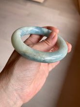 Load image into Gallery viewer, 52.8mm 100% natural blue/white Quartzite (Shetaicui jade) Blue sky and white clouds chubby round cut bangle SY27
