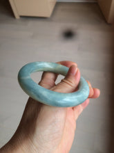 Load image into Gallery viewer, 52.8mm 100% natural blue/white Quartzite (Shetaicui jade) Blue sky and white clouds chubby round cut bangle SY27
