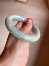 Load image into Gallery viewer, 52.8mm 100% natural blue/white Quartzite (Shetaicui jade) Blue sky and white clouds chubby round cut bangle SY27
