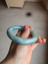 Load image into Gallery viewer, 52.8mm 100% natural blue/white Quartzite (Shetaicui jade) Blue sky and white clouds chubby round cut bangle SY27
