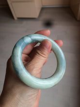 Load image into Gallery viewer, 52.8mm 100% natural blue/white Quartzite (Shetaicui jade) Blue sky and white clouds chubby round cut bangle SY27
