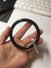 Load image into Gallery viewer, 60.8mm 100% Natural dark green/black meteorite Stellar Night sky slim round cut nephrite bangle HT110-8795
