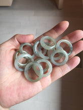 Load image into Gallery viewer, Size 6 -9 1/2 100% natural type A icy watery light yellow gray black white (灰冰) jadeite jade band ring PC228
