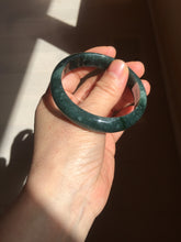 Load image into Gallery viewer, 55.5mm Certified Type A 100% Natural deep sea green/blue/gray/white Guatemala Jadeite bangle PC35-8521
