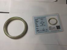 Load image into Gallery viewer, 55.5mm Certified Type A 100% Natural green yellow/sugar brown flying dandelions nephrite Jade bangle HN54-0476
