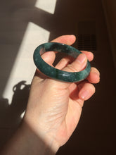 Load image into Gallery viewer, 55.5mm Certified Type A 100% Natural deep sea green/blue/gray/white Guatemala Jadeite bangle PC35-8521
