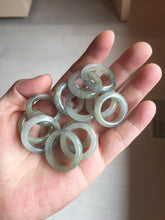Load image into Gallery viewer, Size 6 -9 1/2 100% natural type A icy watery light yellow gray black white (灰冰) jadeite jade band ring PC228

