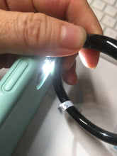 Load image into Gallery viewer, 60.8mm 100% Natural dark green/black meteorite Stellar Night sky slim round cut nephrite bangle HT110-8795
