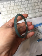 Load image into Gallery viewer, 55.7mm Certified Type A 100% Natural dark green/blue/gray Guatemala slim round cut Jadeite bangle PH174-8132
