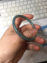 Load image into Gallery viewer, 55.7mm Certified Type A 100% Natural dark green/blue/gray Guatemala slim round cut Jadeite bangle PH174-8132
