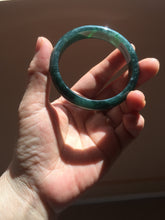 Load image into Gallery viewer, 55.5mm Certified Type A 100% Natural deep sea green/blue/gray/white Guatemala Jadeite bangle PC35-8521

