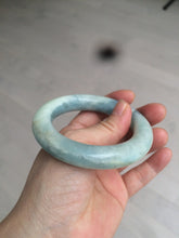 Load image into Gallery viewer, 52.8mm 100% natural blue/white Quartzite (Shetaicui jade) Blue sky and white clouds chubby round cut bangle SY27
