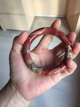 Load image into Gallery viewer, 58.3mm 100% natural red jasper stone(红碧玉,鸡血石) round cut bangle SY117
