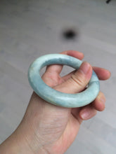 Load image into Gallery viewer, 52.8mm 100% natural blue/white Quartzite (Shetaicui jade) Blue sky and white clouds chubby round cut bangle SY27
