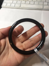 Load image into Gallery viewer, 60.7mm 100% Natural dark green/black meteorite Stellar Night sky slim round cut nephrite bangle HT111-8248
