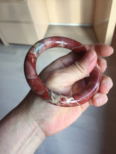 Load image into Gallery viewer, 58.3mm 100% natural red jasper stone(红碧玉,鸡血石) round cut bangle SY117
