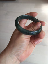 Load image into Gallery viewer, 55.5mm Certified Type A 100% Natural deep sea green/blue/gray/white Guatemala Jadeite bangle PC35-8521
