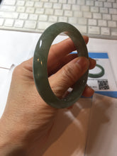 Load image into Gallery viewer, 卖了 57.3mm certified type A 100% Natural icy watery dark green/gray/black Jadeite jade bangle PF36-5471
