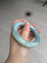 Load image into Gallery viewer, 52.8mm 100% natural blue/white Quartzite (Shetaicui jade) Blue sky and white clouds chubby round cut bangle SY27
