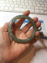 Load image into Gallery viewer, 卖了 57.3mm certified type A 100% Natural icy watery dark green/gray/black Jadeite jade bangle PF36-5471
