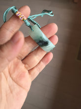 Load image into Gallery viewer, Type A 100% Natural green with dark green flying flower rectangle woven thread Jadeite Jade bracelet PH70
