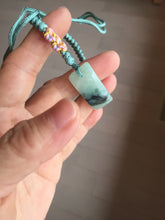 Load image into Gallery viewer, Type A 100% Natural green with dark green flying flower rectangle woven thread Jadeite Jade bracelet PH70

