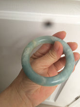Load image into Gallery viewer, 52.8mm 100% natural blue/white Quartzite (Shetaicui jade) Blue sky and white clouds chubby round cut bangle SY27
