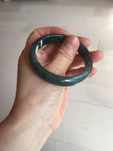 Load image into Gallery viewer, 55.5mm Certified Type A 100% Natural deep sea green/blue/gray/white Guatemala Jadeite bangle PC35-8521
