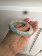 Load image into Gallery viewer, 52.8mm 100% natural blue/white Quartzite (Shetaicui jade) Blue sky and white clouds chubby round cut bangle SY27
