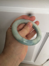 Load image into Gallery viewer, 52.8mm 100% natural blue/white Quartzite (Shetaicui jade) Blue sky and white clouds chubby round cut bangle SY27
