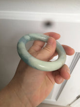 Load image into Gallery viewer, 52.8mm 100% natural blue/white Quartzite (Shetaicui jade) Blue sky and white clouds chubby round cut bangle SY27
