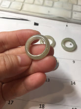 Load image into Gallery viewer, Size 4 1/2 -8 1/2 100% natural type A icy watery light green yellow gray black jadeite jade band ring PC226
