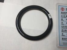 Load image into Gallery viewer, 58.4mm 100% Natural dark green/black meteorite Stellar Night sky slim round cut nephrite bangle HT113-8249
