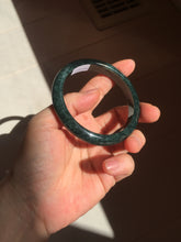 Load image into Gallery viewer, 55.5mm Certified Type A 100% Natural deep sea green/blue/gray/white Guatemala Jadeite bangle PC24-8528
