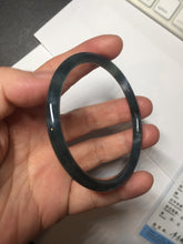 Load image into Gallery viewer, 56.2mm Certified Type A 100% Natural icy watery dark green/blue/gray Guatemala slim round cut Jadeite bangle PD53-5518
