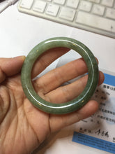 Load image into Gallery viewer, 51.6mm Certified type A 100% Natural dark green/gray round cut Jadeite bangle PF37-5469
