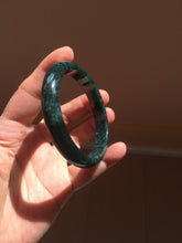 Load image into Gallery viewer, 55.5mm Certified Type A 100% Natural deep sea green/blue/gray/white Guatemala Jadeite bangle PC24-8528
