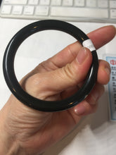 Load image into Gallery viewer, 58.4mm 100% Natural dark green/black meteorite Stellar Night sky slim round cut nephrite bangle HT113-8249
