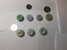 Load image into Gallery viewer, 17-19 mm Type A 100% Natural Sunny green/light green/white/purple Jadeite Jade Safety Guardian Button donuts Pendant group PB120
