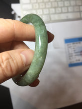 Load image into Gallery viewer, 51.6mm Certified type A 100% Natural dark green/gray round cut Jadeite bangle PF37-5469
