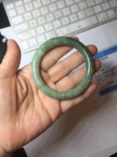 Load image into Gallery viewer, 51.6mm Certified type A 100% Natural dark green/gray round cut Jadeite bangle PF37-5469
