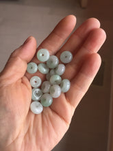 Load image into Gallery viewer, 10-12.8mm Type A 100% Natural light green sunny green white Jadeite Safety Guardian Button donuts pendant PH62 Add on item
