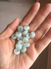 Load image into Gallery viewer, 10-12.8mm Type A 100% Natural light green sunny green white Jadeite Safety Guardian Button donuts pendant PH62 Add on item
