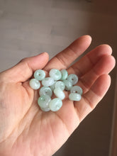 Load image into Gallery viewer, 10-12.8mm Type A 100% Natural light green sunny green white Jadeite Safety Guardian Button donuts pendant PH62 Add on item
