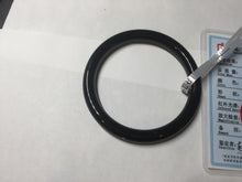 Load image into Gallery viewer, 59.3mm 100% Natural dark green/black meteorite Stellar Night sky slim round cut nephrite bangle HT115-8798
