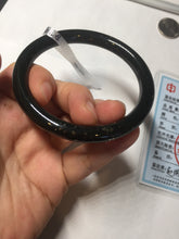 Load image into Gallery viewer, 59.3mm 100% Natural dark green/black meteorite Stellar Night sky slim round cut nephrite bangle HT115-8798
