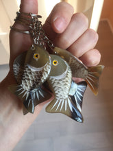 Load image into Gallery viewer, 52x23mm 100% Natural black brown yellow Buffalo Horn 3d carved fish Keychain, pendant, bag hanging group NJ3
