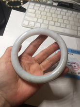 Load image into Gallery viewer, 74.5mm certified Type A 100% Natural light green white round cut plus size Jadeite Jade bangle BP171-(1257)
