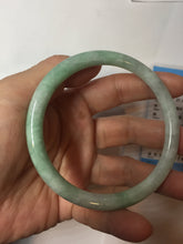 Load image into Gallery viewer, 62.5mm Certified Type A 100% Natural sunny green white round cut jadeite Jade bangle PB262-3258
