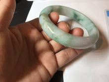 Load image into Gallery viewer, 55.8mm certified type A 100% Natural sunny green white flying flowers jadeite jade bangle AX129-5234
